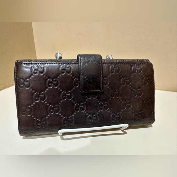 Gucci Guccissma Brown Leather Long Wallet - Picture 2 of 9
